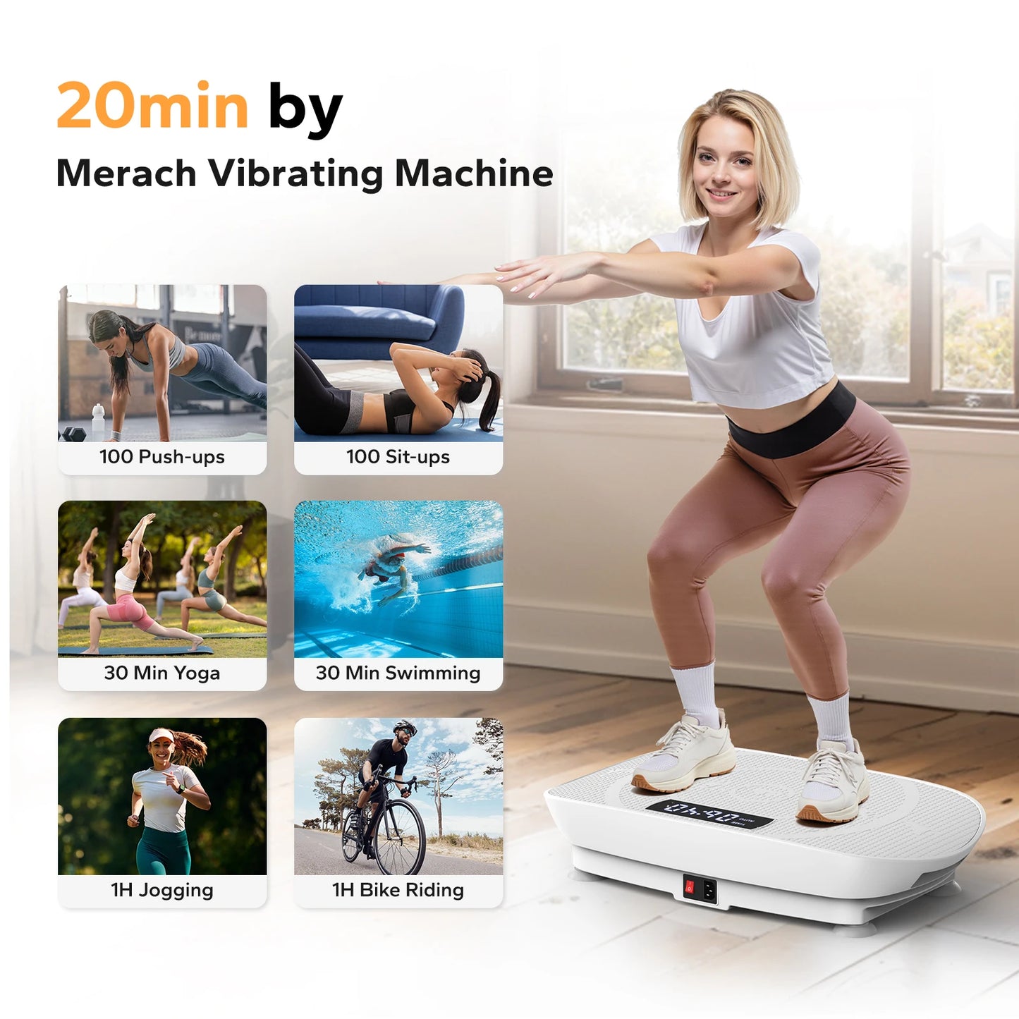Vibration Plate Exercise Machine Whole Body Workout Power Vibrate Fitness Platform Vibration Plate Weight Loss & Shaping